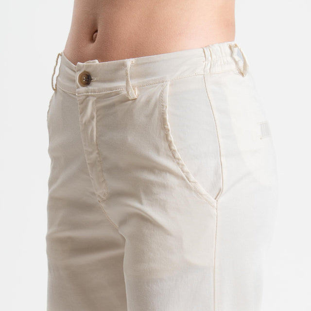 Zeroassoluto-Pantalone LILLY palazzo cotone elasticizzato - burro