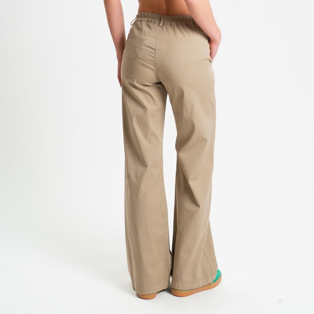 Zeroassoluto-Pantalone LILLY palazzo cotone elasticizzato - coloniale