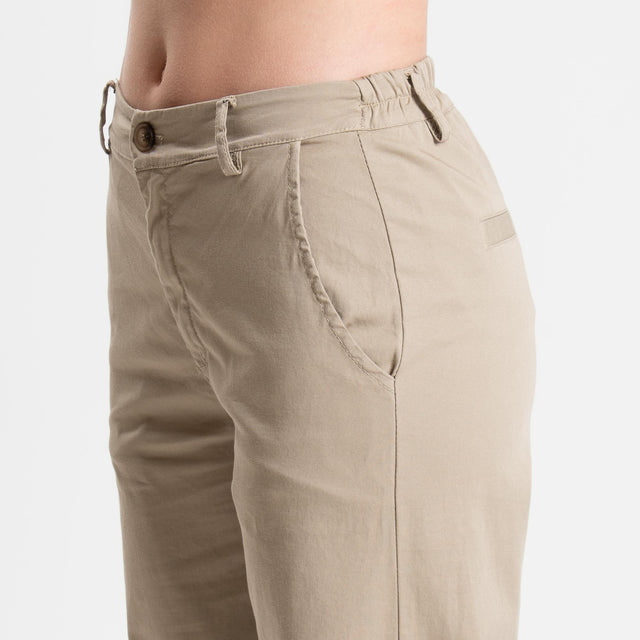 Zeroassoluto-Pantalone LILLY palazzo cotone elasticizzato - coloniale