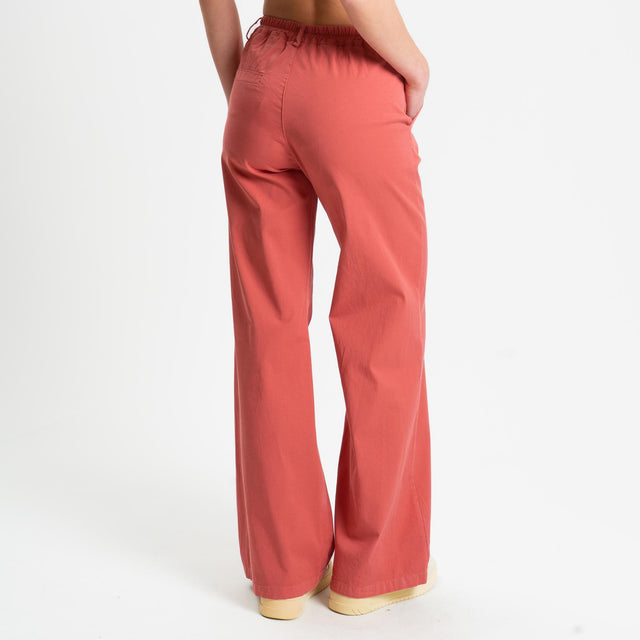 Zeroassoluto-Pantalone LILLY palazzo cotone elasticizzato - lipstick