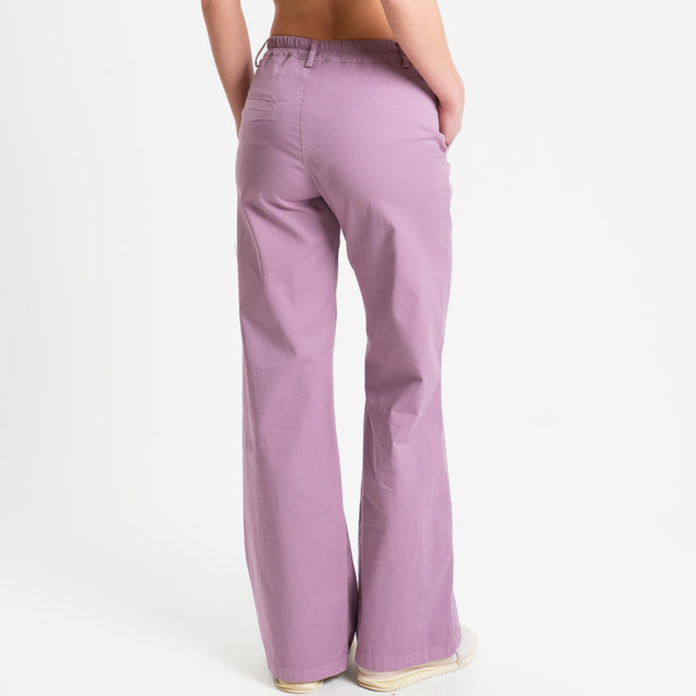 Zeroassoluto-Pantalone LILLY palazzo cotone elasticizzato - mauve