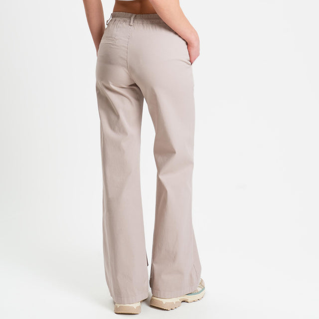 Zeroassoluto-Pantalone LILLY palazzo cotone elasticizzato - nude
