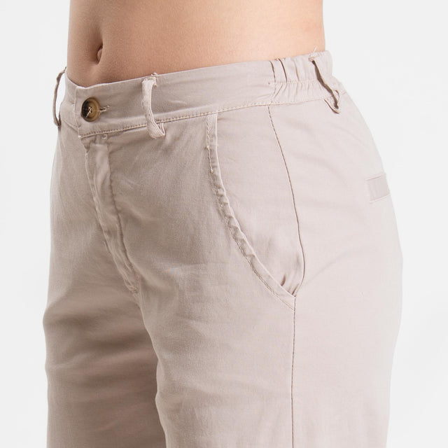 Zeroassoluto-Pantalone LILLY palazzo cotone elasticizzato - nude