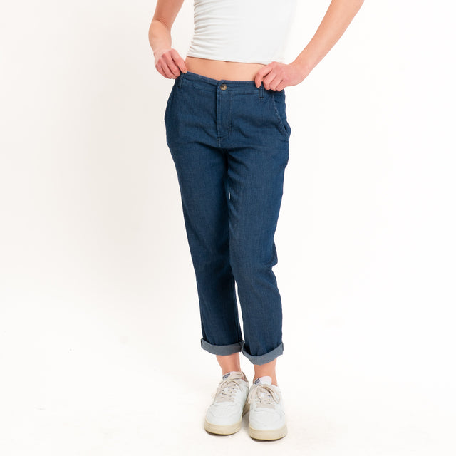 Zeroassoluto-Pantalone LOIS chino chambray leggero elasticizzato - denim