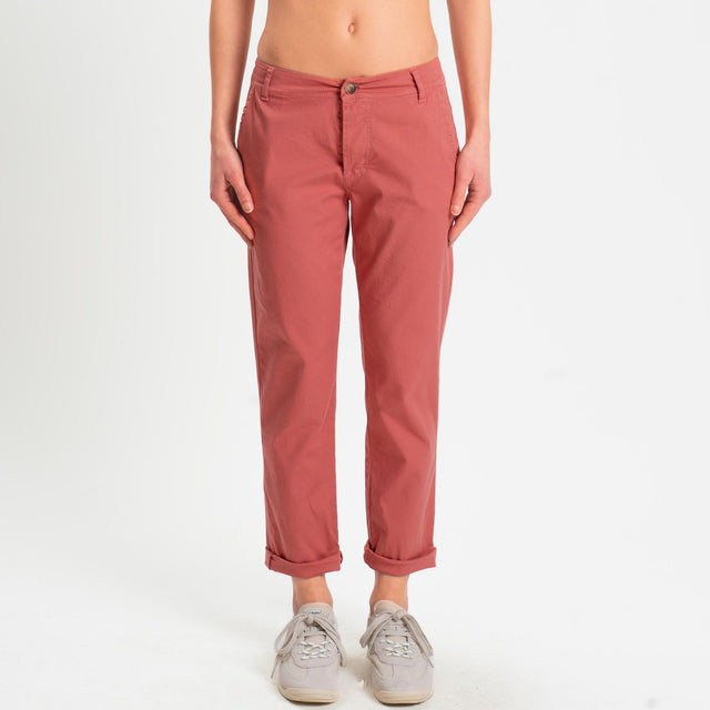 Zeroassoluto- Pantalone LOIS chino cotone elastici - lipstick