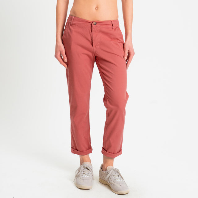 Zeroassoluto- Pantalone LOIS chino cotone elastici - lipstick