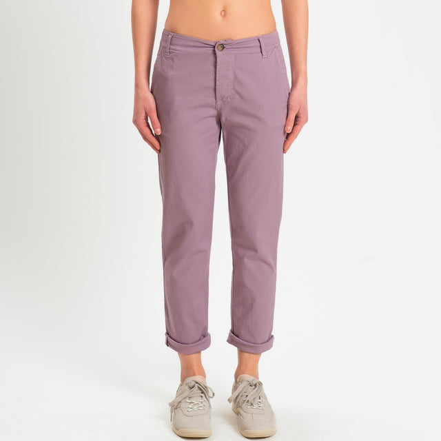 Zeroassoluto- Pantalone LOIS chino cotone elastici - mauve