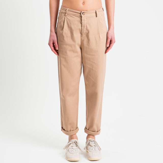 Zeroassoluto-Pantalone LOLA elastico dietro cotone elasticizzato - biscotto