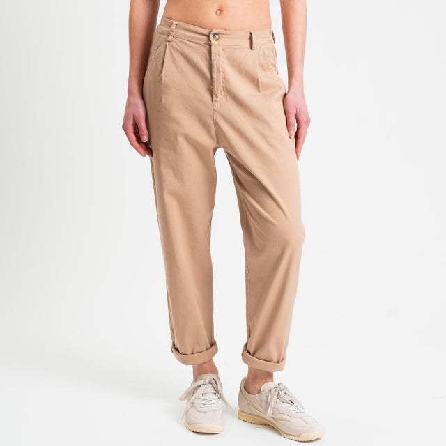 Zeroassoluto-Pantalone LOLA elastico dietro cotone elasticizzato - biscotto