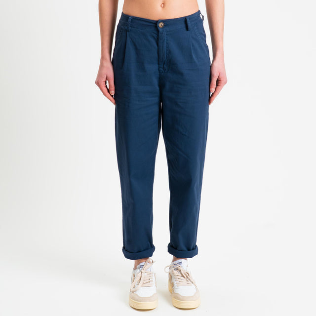 Zeroassoluto-Pantalone LOLA elastico dietro cotone elasticizzato - Blu