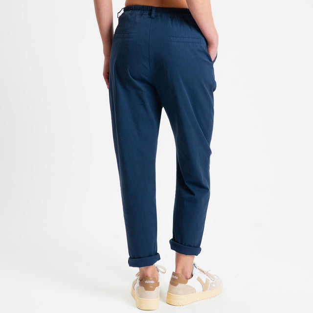 Zeroassoluto-Pantalone LOLA elastico dietro cotone elasticizzato - Blu