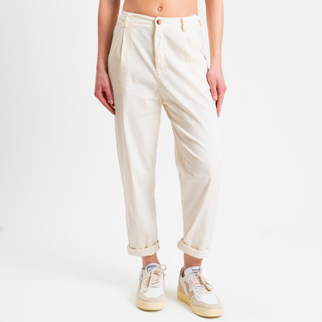 Zeroassoluto-Pantalone LOLA elastico dietro cotone elasticizzato - burro