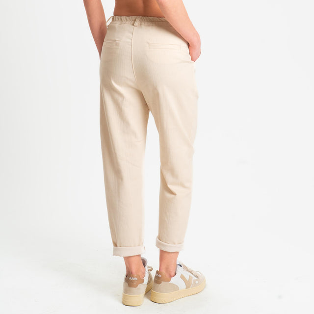 Zeroassoluto-Pantalone LOLA boyfriend chambray elasticizzato - burro