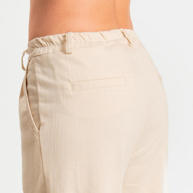 Zeroassoluto-Pantalone LOLA boyfriend chambray elasticizzato - burro