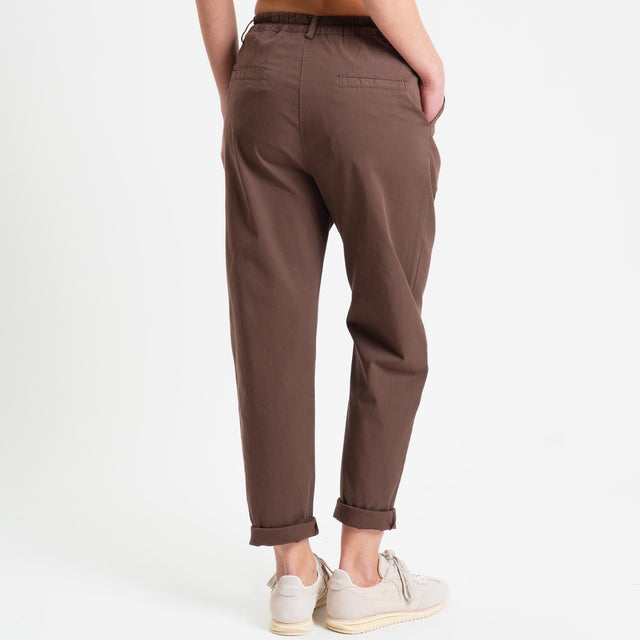 Zeroassoluto-Pantalone LOLA elastico dietro cotone elasticizzato - choco