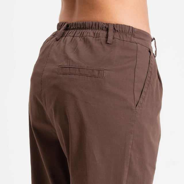 Zeroassoluto-Pantalone LOLA elastico dietro cotone elasticizzato - choco