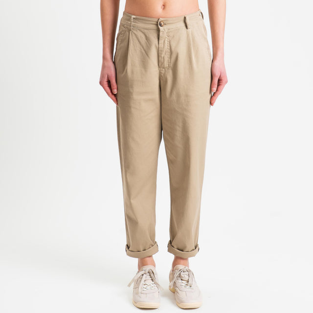 Zeroassoluto-Pantalone LOLA elastico dietro cotone elasticizzato - coloniale