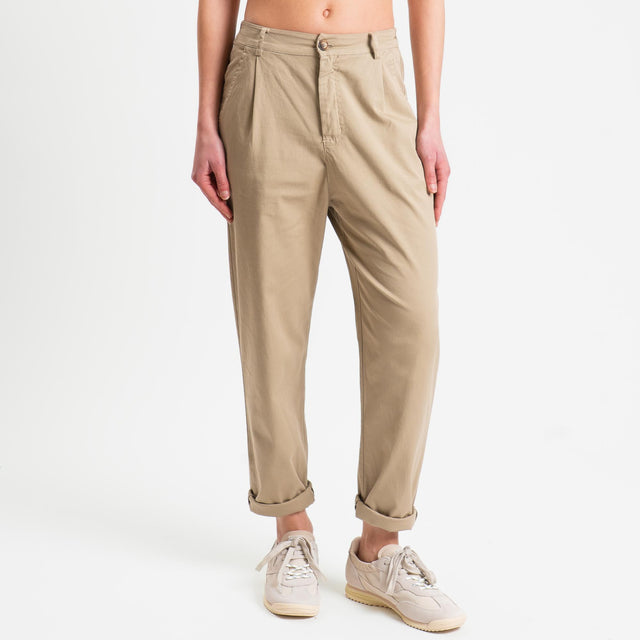 Zeroassoluto-Pantalone LOLA elastico dietro cotone elasticizzato - coloniale