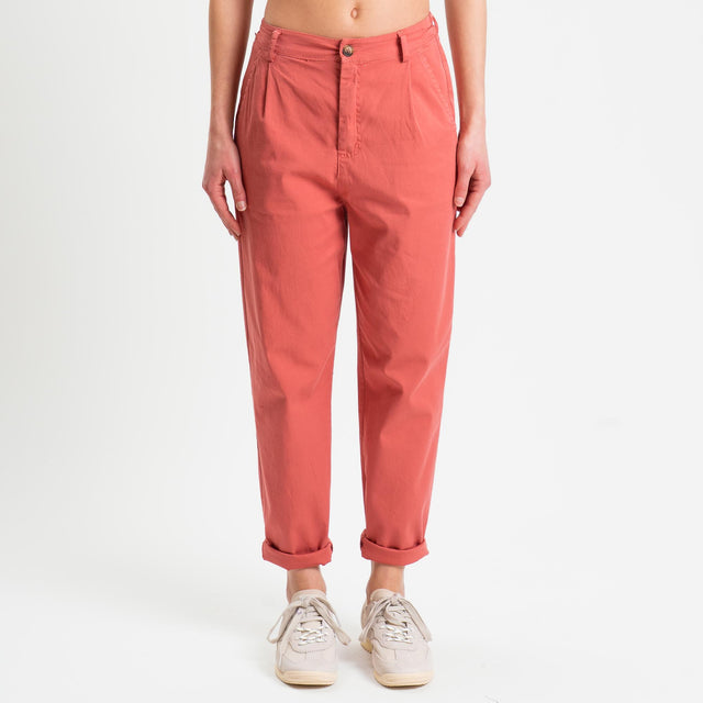 Zeroassoluto-Pantalone LOLA elastico dietro cotone elasticizzato - lipstick