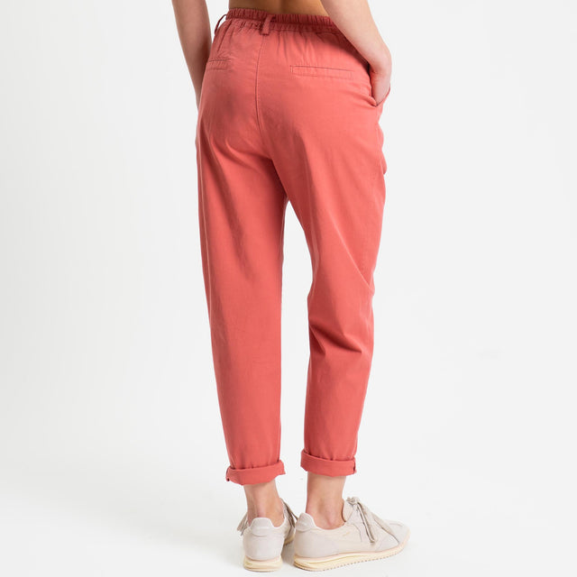 Zeroassoluto-Pantalone LOLA elastico dietro cotone elasticizzato - lipstick