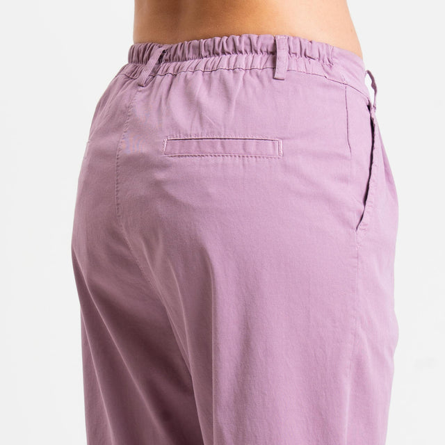 Zeroassoluto-Pantalone LOLA elastico dietro cotone elasticizzato - mauve