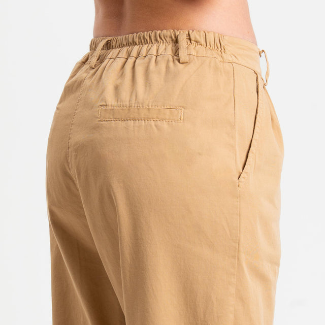 ZZeroassoluto-Pantalone LOLA elastico dietro cotone elasticizzato - miele