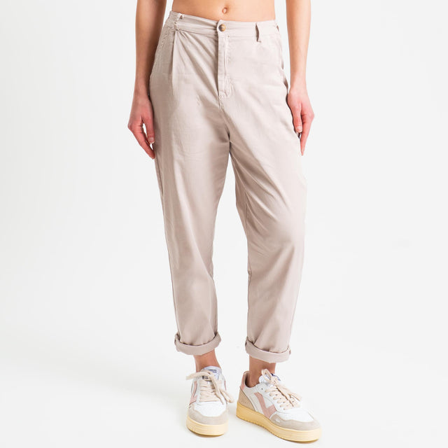 Zeroassoluto-Pantalone LOLA elastico dietro cotone elasticizzato - nude