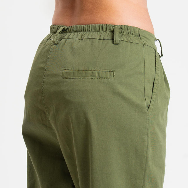 Zeroassoluto-Pantalone LOLA elastico dietro cotone elasticizzato - olive