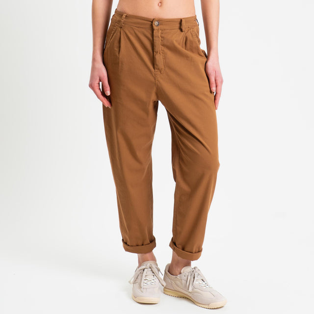 Zeroassoluto-Pantalone LOLA elastico dietro cotone elasticizzato - sughero