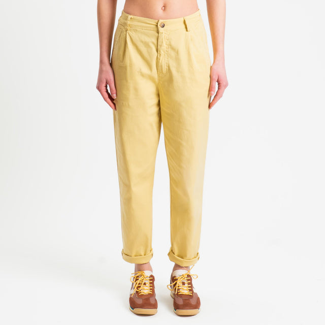 Zeroassoluto-Pantalone LOLA elastico dietro cotone elasticizzato - yellow