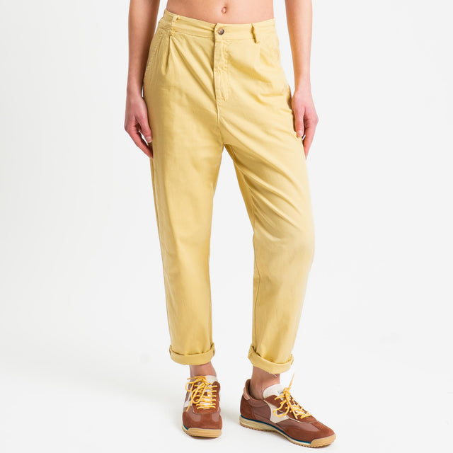 Zeroassoluto-Pantalone LOLA elastico dietro cotone elasticizzato - yellow