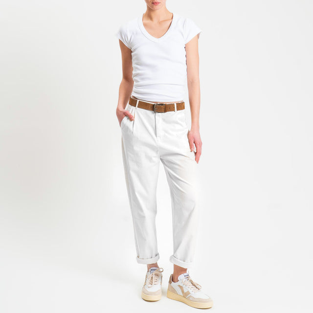 Zeroassoluto-Pantalone LOLA elastico dietro cotone elasticizzato - bianco