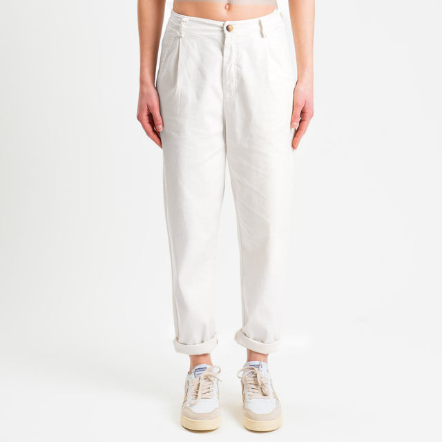 Zeroassoluto-Pantalone LOLA elastico dietro cotone elasticizzato - bianco