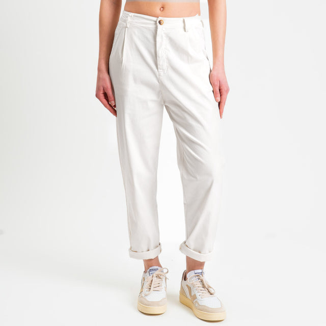 Zeroassoluto-Pantalone LOLA elastico dietro cotone elasticizzato - bianco