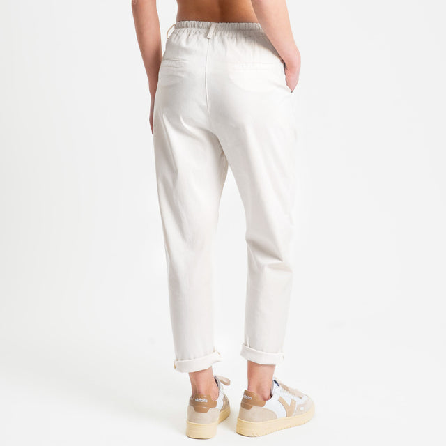 Zeroassoluto-Pantalone LOLA elastico dietro cotone elasticizzato - bianco