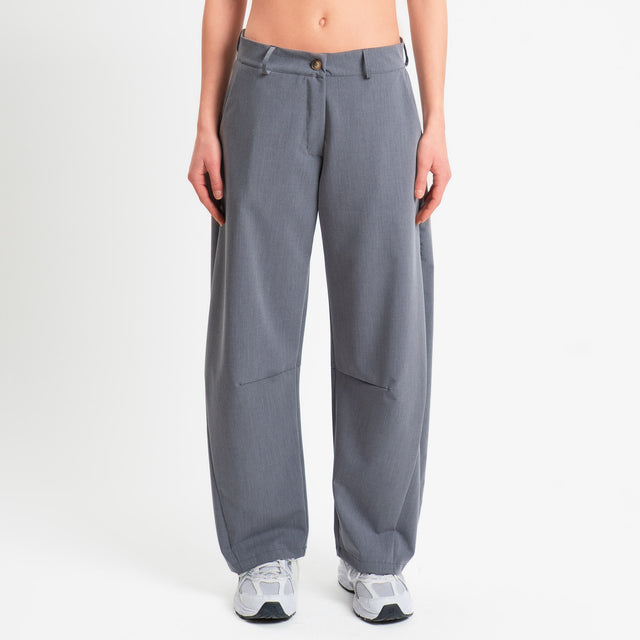 Zeroassoluto-Pantalone LUCE barrel fit in poliviscosa - grigio melange