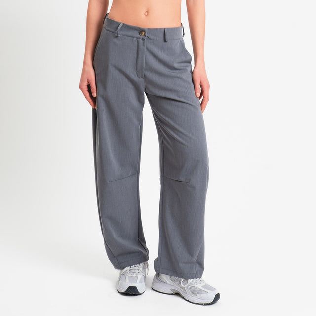 Zeroassoluto-Pantalone LUCE barrel fit in poliviscosa - grigio melange