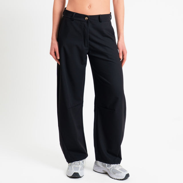 Zeroassoluto-Pantalone LUCE barrel fit in poliviscosa - nero