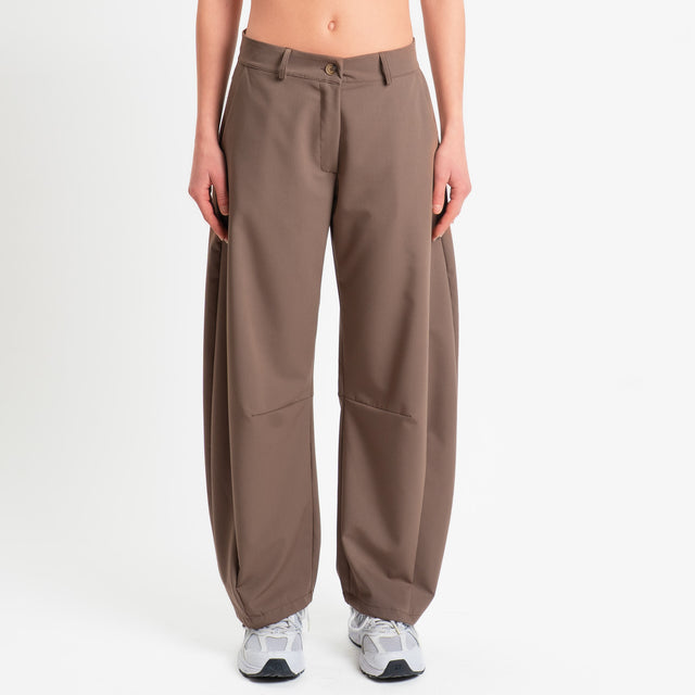 Zeroassoluto-Pantalone LUCE barrel fit in poliviscosa - nocciola