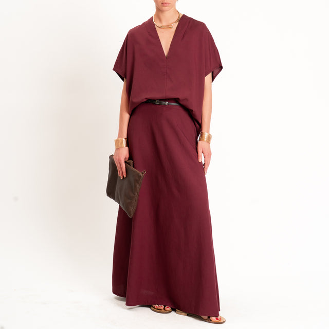 Zeroassoluto-Blusa LUDO misto lino scollo v - vino