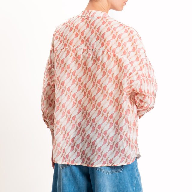 Zeroassoluto-Camicia MAIA mussola seta/cotone - optical burro/pink