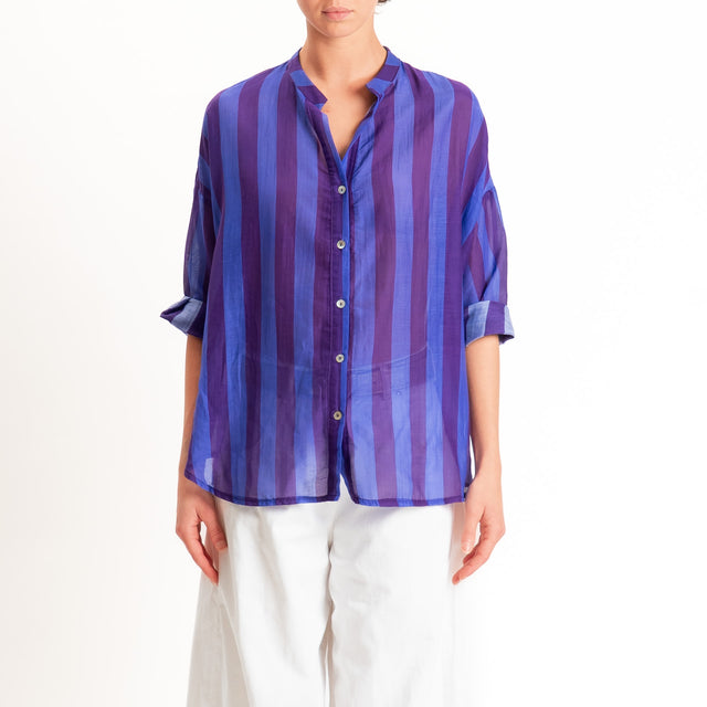 Zeroassoluto-Camicia MARA righe mussola seta/cotone - viola/malva