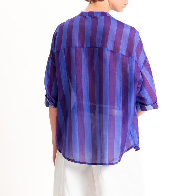 Zeroassoluto-Camicia MARA righe mussola seta/cotone - viola/malva