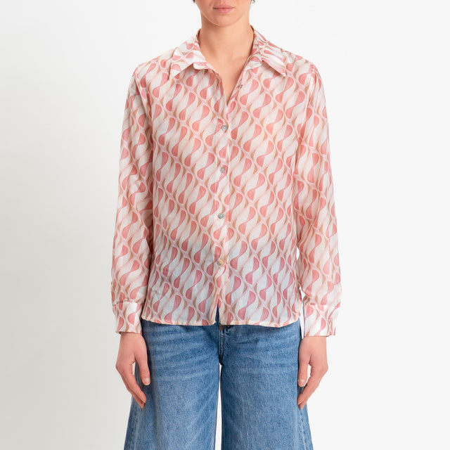 Zeroassoluto-Camicia MIA in mussola seta/cotone fantasia - optical burro/pink