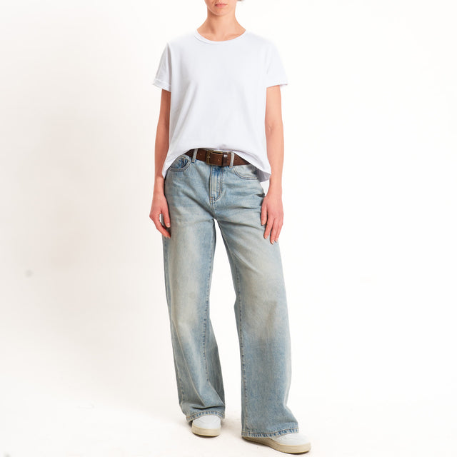 Zeroassoluto-T-shirt scatola jersey elasticizzato - bianco