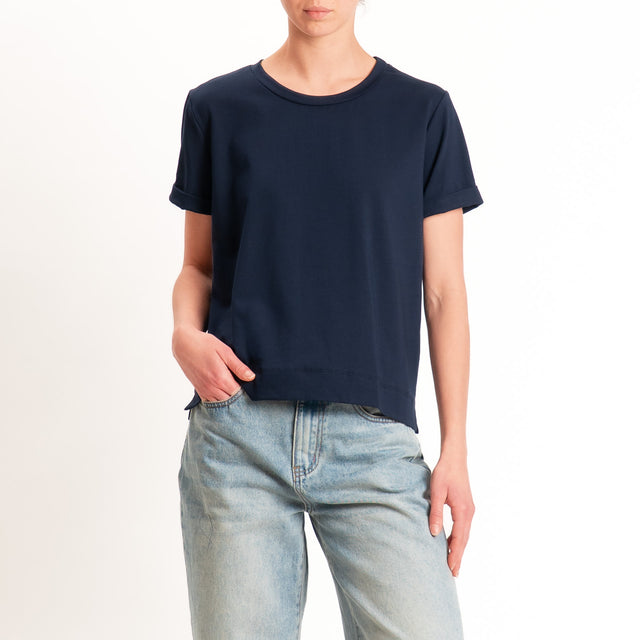 Zeroassoluto-T-shirt scatola jersey elasticizzato - blu