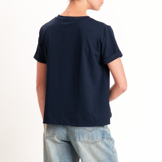 Zeroassoluto-T-shirt scatola jersey elasticizzato - blu