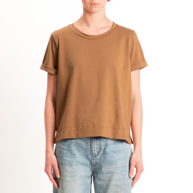 Zeroassoluto-T-shirt scatola jersey elasticizzato - cuoio