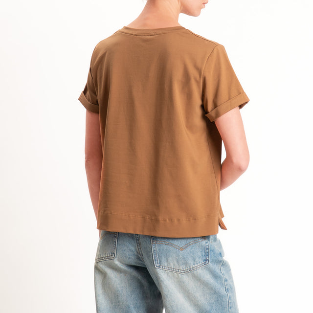 Zeroassoluto-T-shirt scatola jersey elasticizzato - cuoio