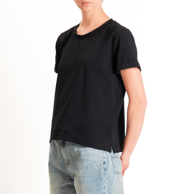 Zeroassoluto-T-shirt scatola jersey elasticizzato - nero